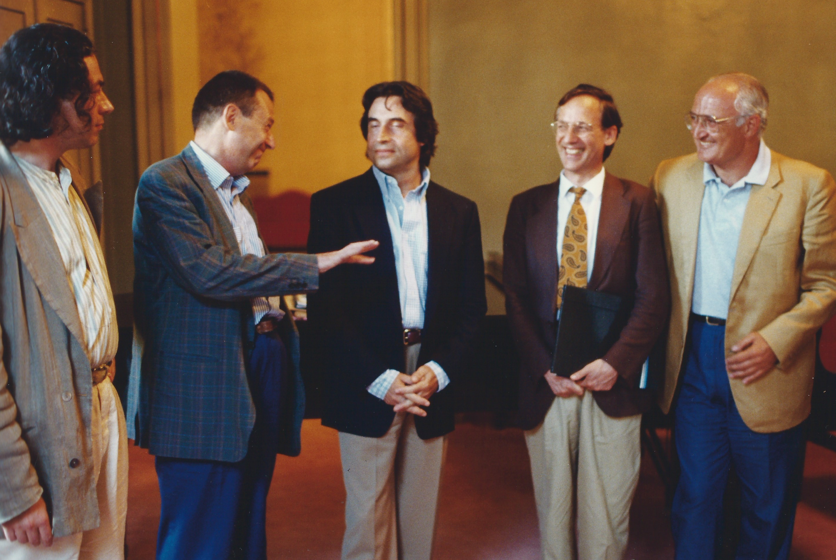 ALBERTO CAPRIOLI, GIOACCHINO LANZA TOMASI, RICCARDO MUTI, SALVATORE ACCARDO, JURY PANEL OF THE “2 AGOSTO” INTERNATIONAL COMPOSING COMPETITION, BOLOGNA, I EDITION 1995, PHOTO PRIMO GNANI