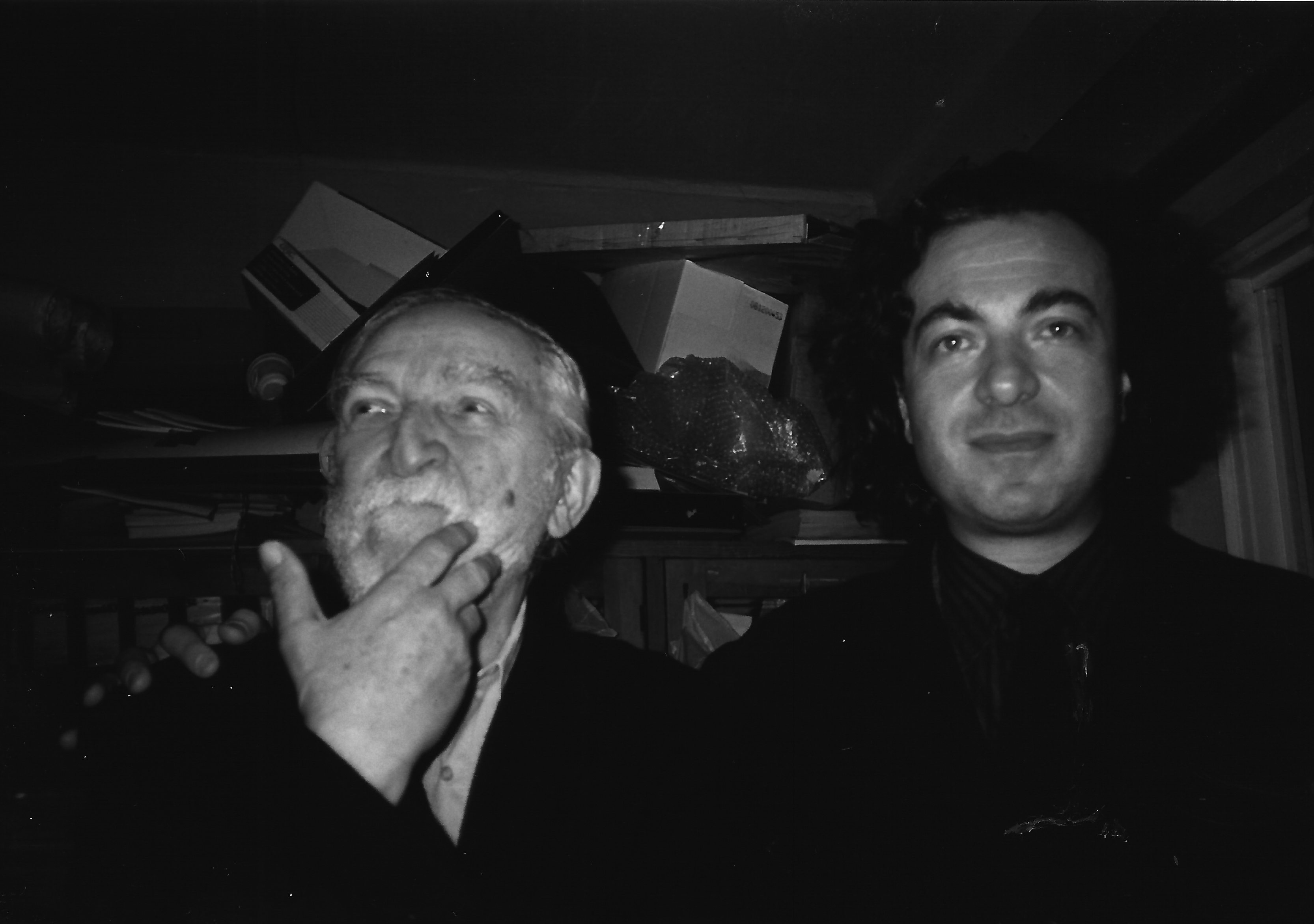 ALBERTO CAPRIOLI AND BOGUSŁAW SCHAEFFER IN HIS CRACOW STUDIO, MAY 19999
