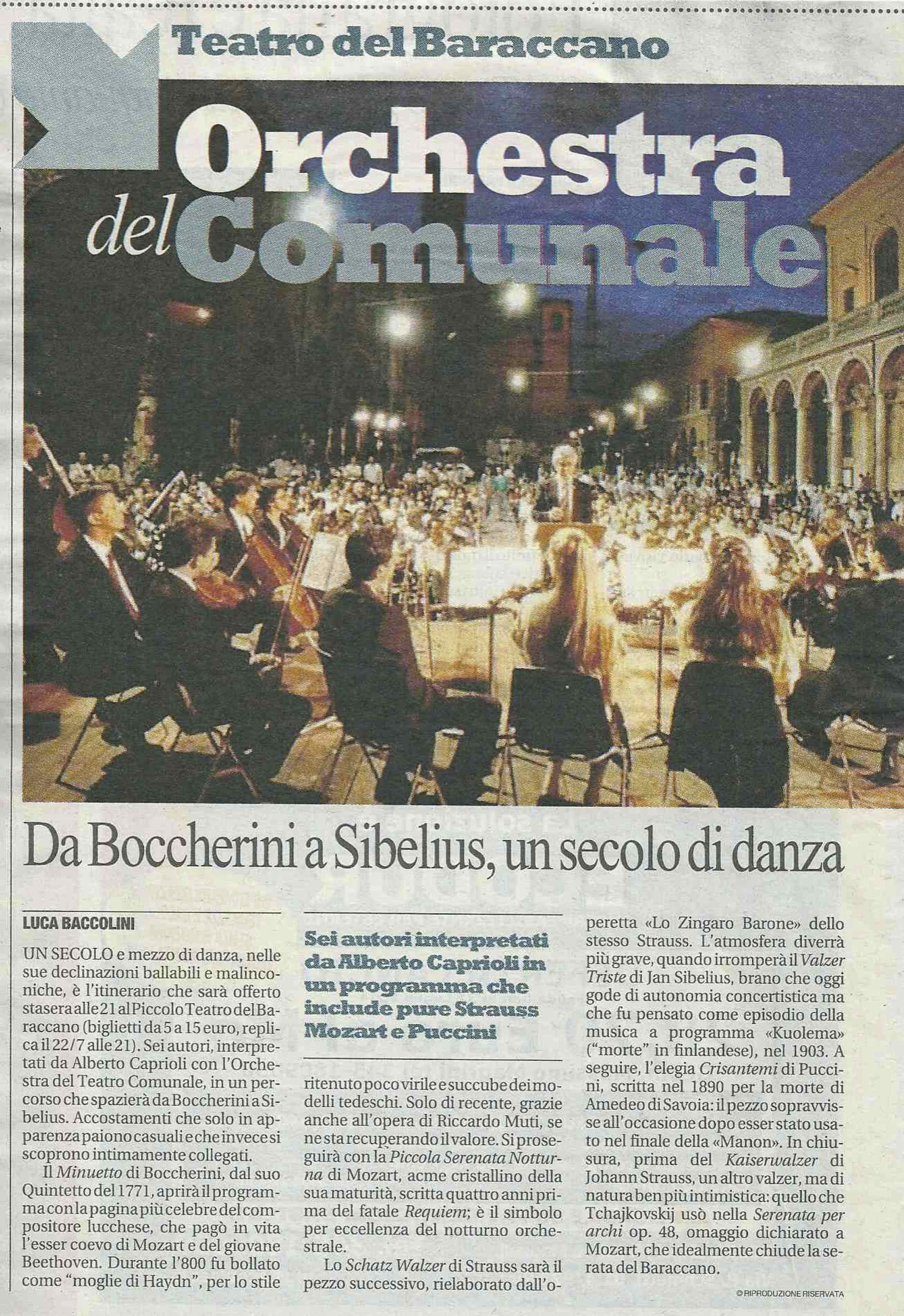 ORCHESTRA DEL TEATRO COMUNALE DI BOLOGNA, ALBERTO CAPRIOLI, DIR. 20,22 LUGLIO 2011